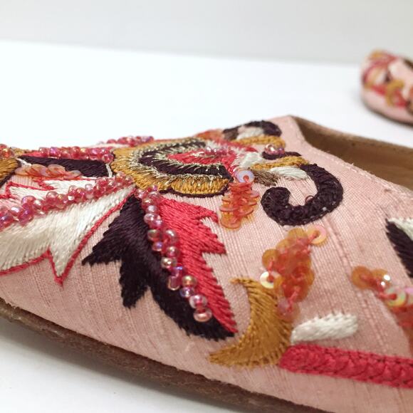 Pedder Embroidered Beaded Slip On Pointed Toe Flats 35 - Picture 7 of 9